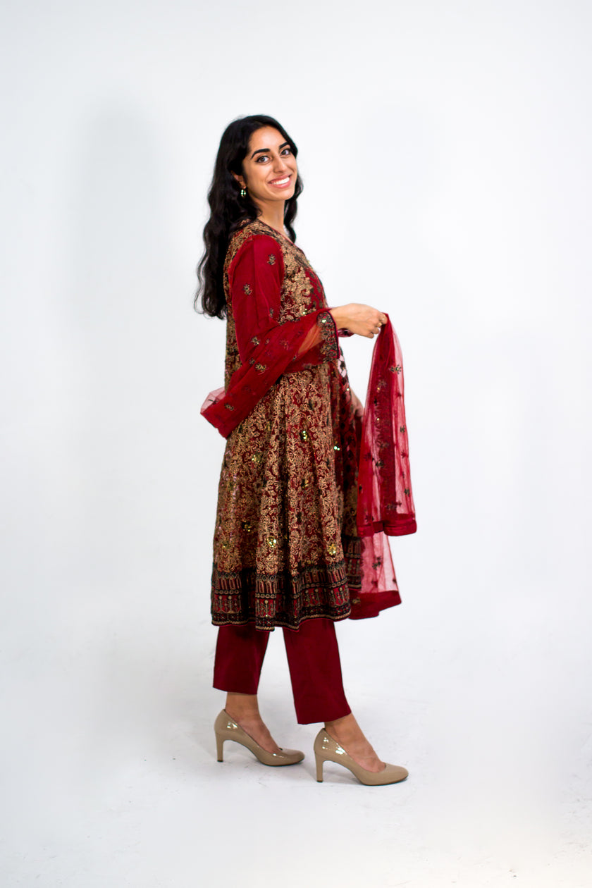 Red Babydoll Shalwar Kameez