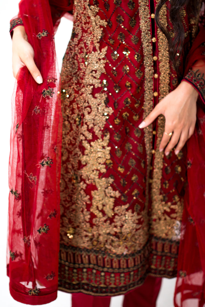 Red Babydoll Shalwar Kameez