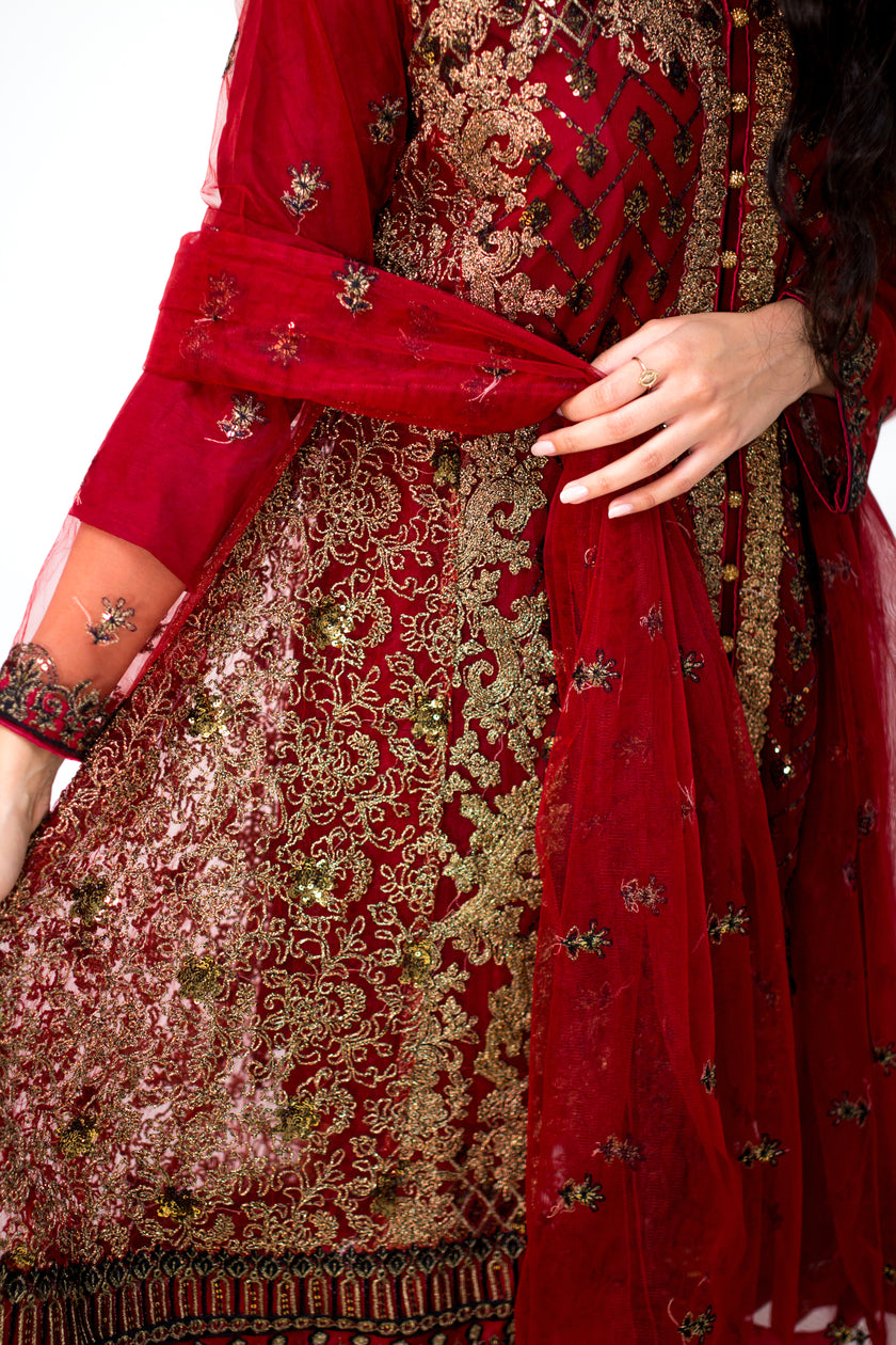Red Babydoll Shalwar Kameez