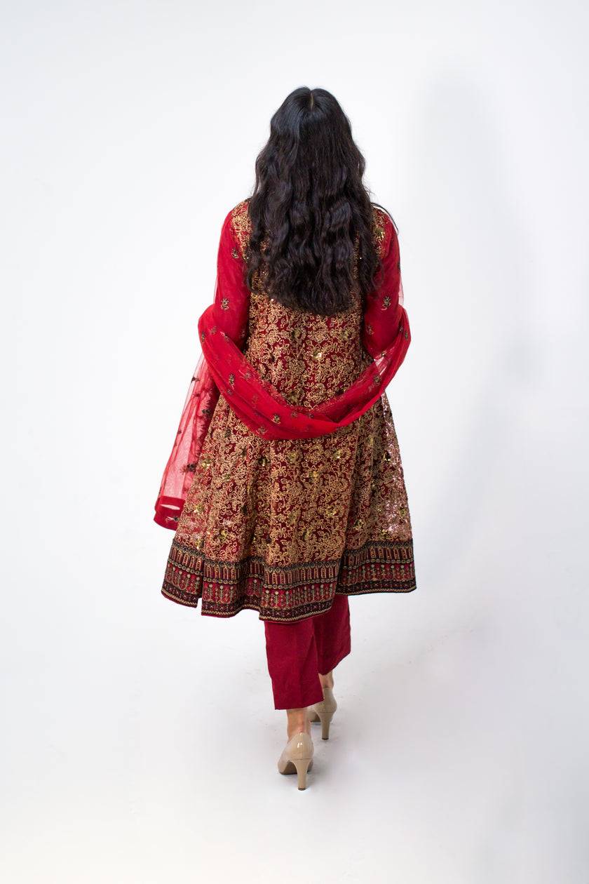 Red Babydoll Shalwar Kameez