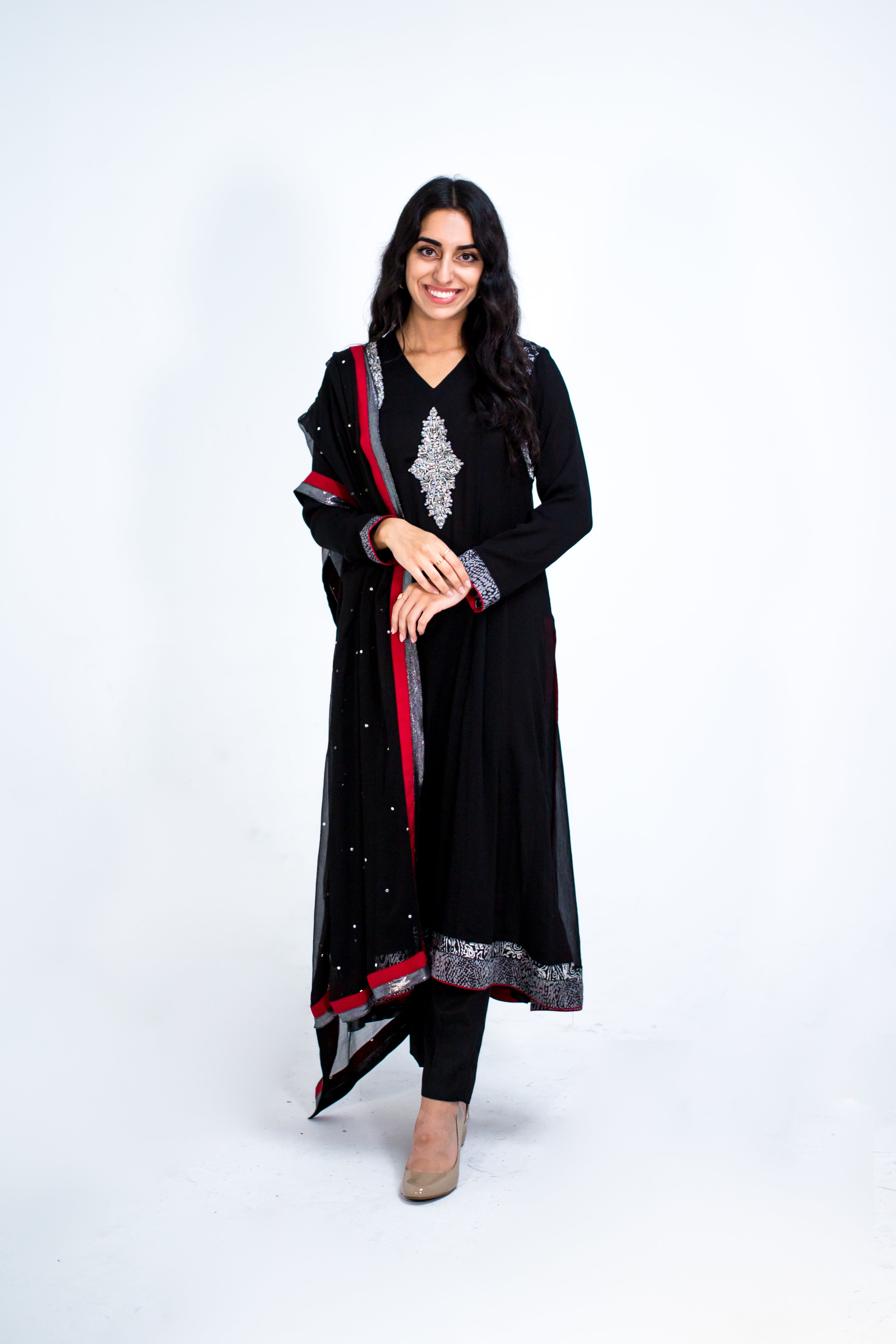 Black A-line Shalwar Kameez