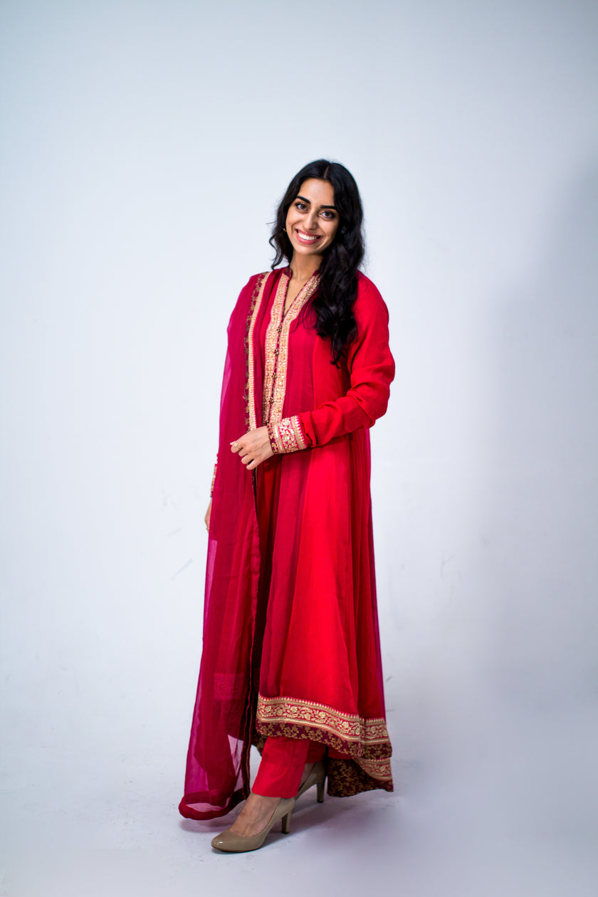 Magenta High-Low Kalidar Suit
