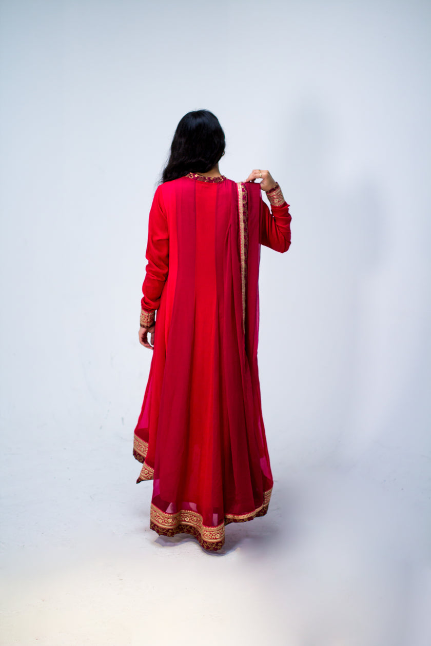 Magenta High-Low Kalidar Suit