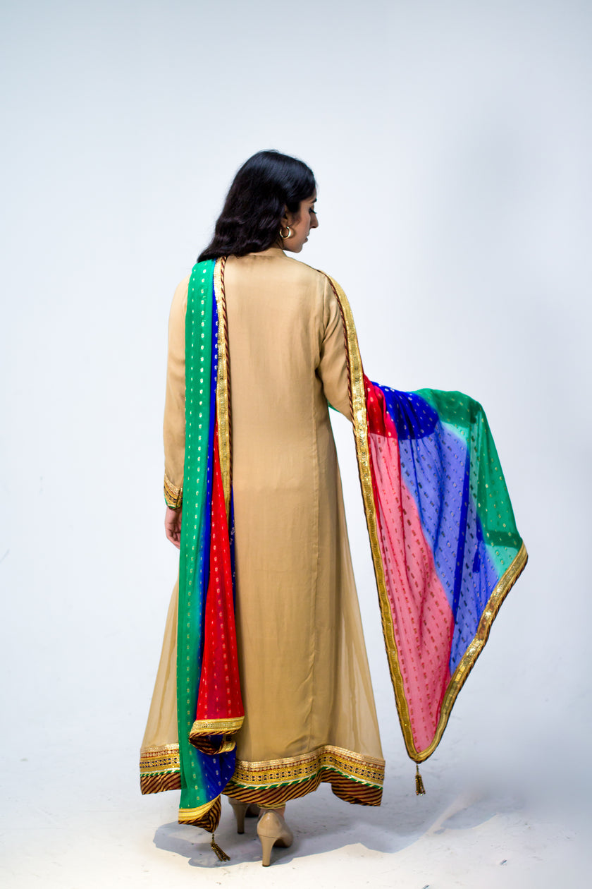 Beige Chooridar A-line Dress