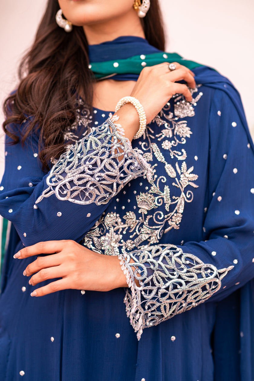Dark Blue Long Shalwar Kameez