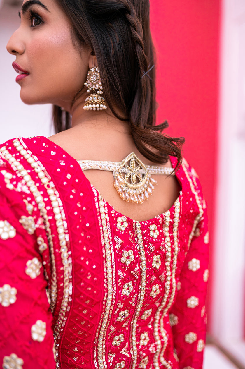 Bright Pink Long Sharara Dress