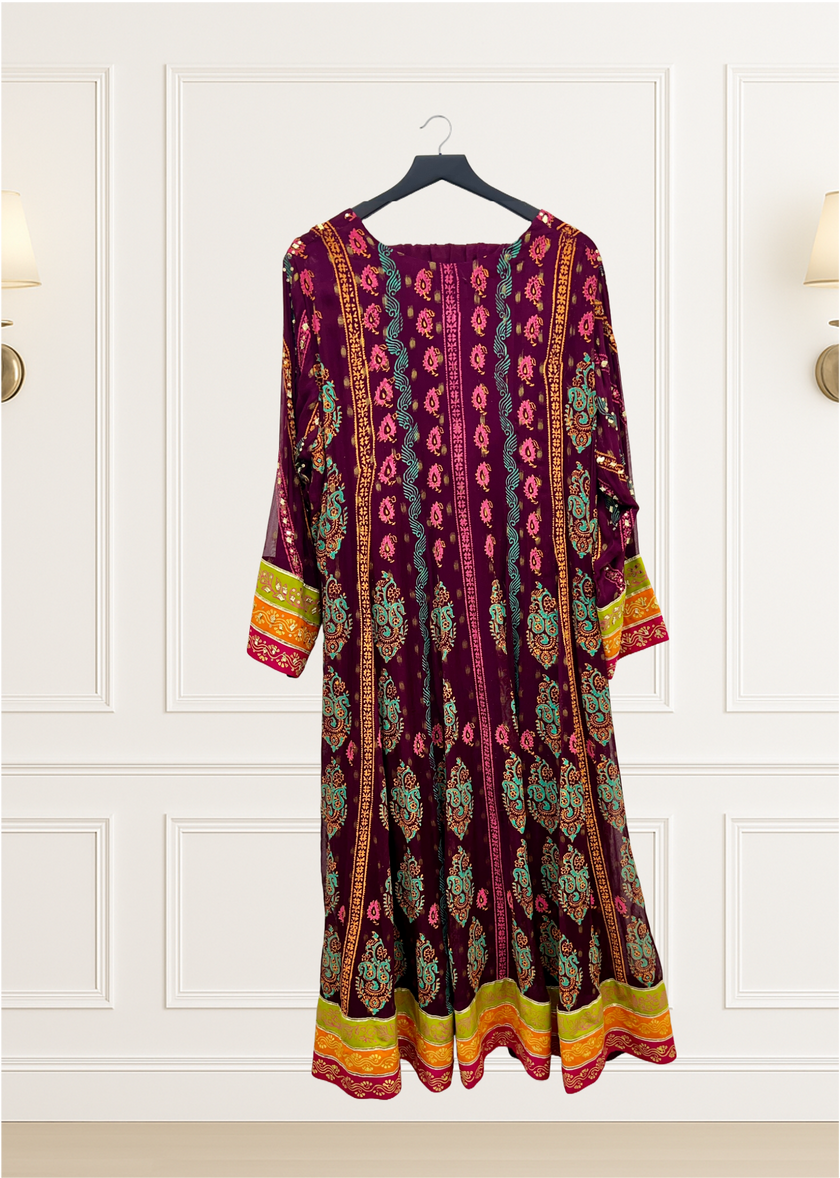 Plum Block Print Suit