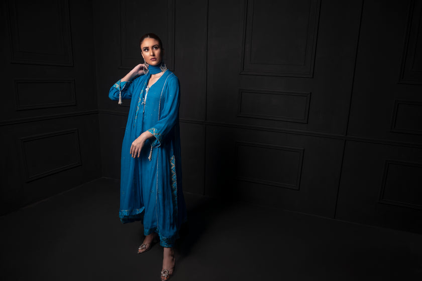 Blue Chiffon Shalwar Kameez