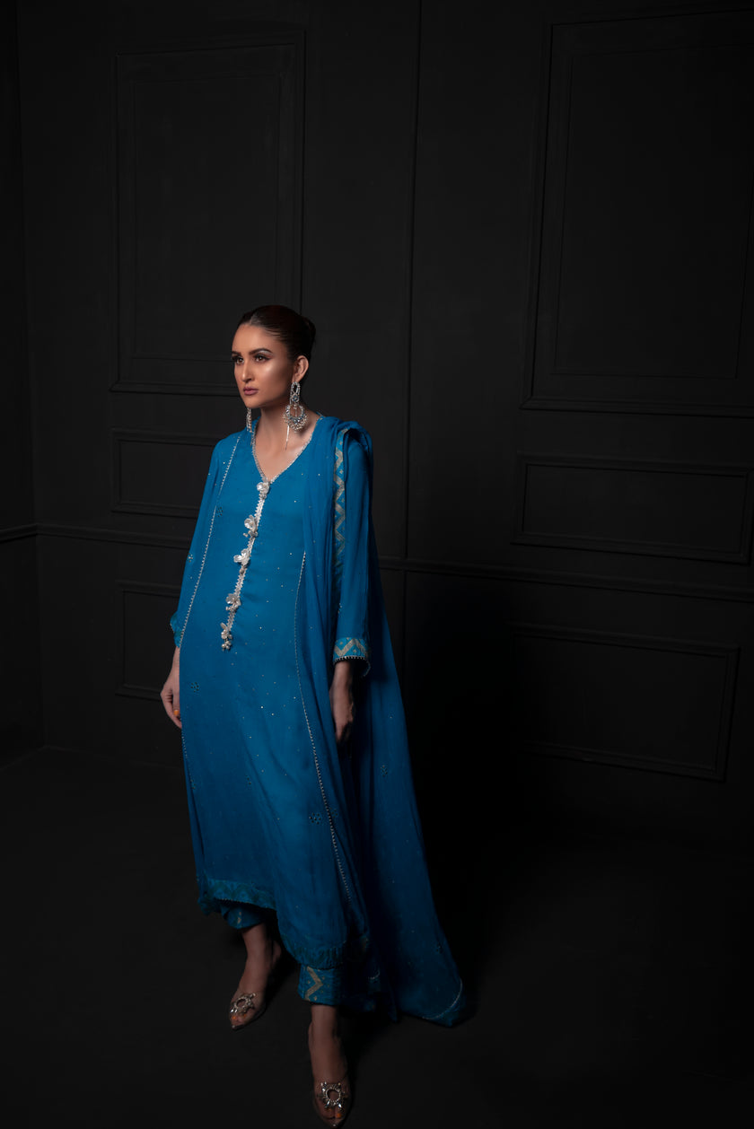 Blue Chiffon Shalwar Kameez