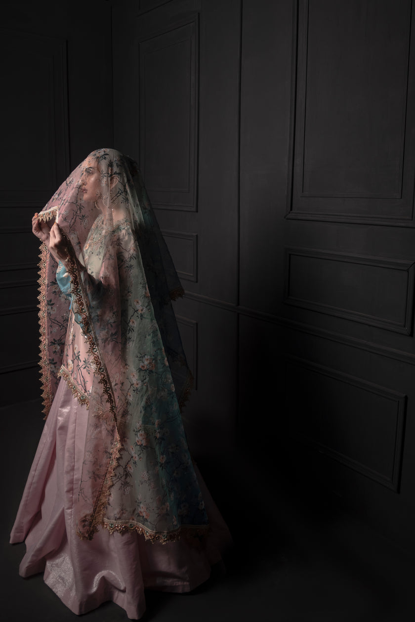 Screen Print Floral Ghagra Suit